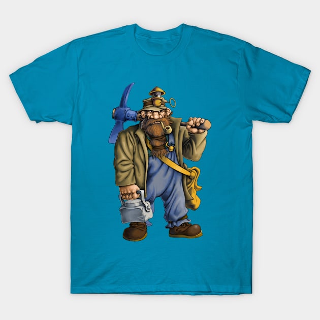 Funny Cartoon Miner T-Shirt by Funnyology